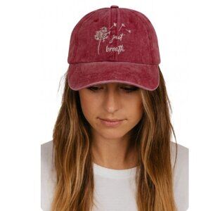 Vintage-inspired Dandelion Printed "Just Breathe" Casual Cotton Baseball Cap